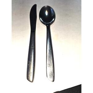 Stainless Night Sky Atomic Starburst Butter Knife & Dinner Spoon
